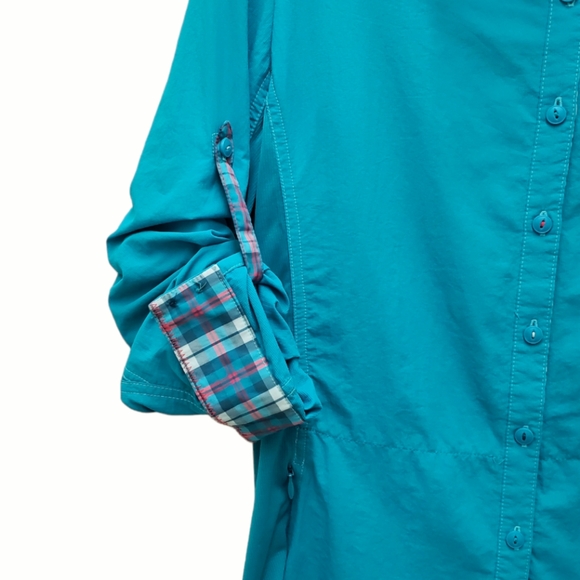 Kuhl Wunderer Button Down Shirt Turquoise Longsleeve Vented Hiking Outdoor Sz S - Picture 6 of 17